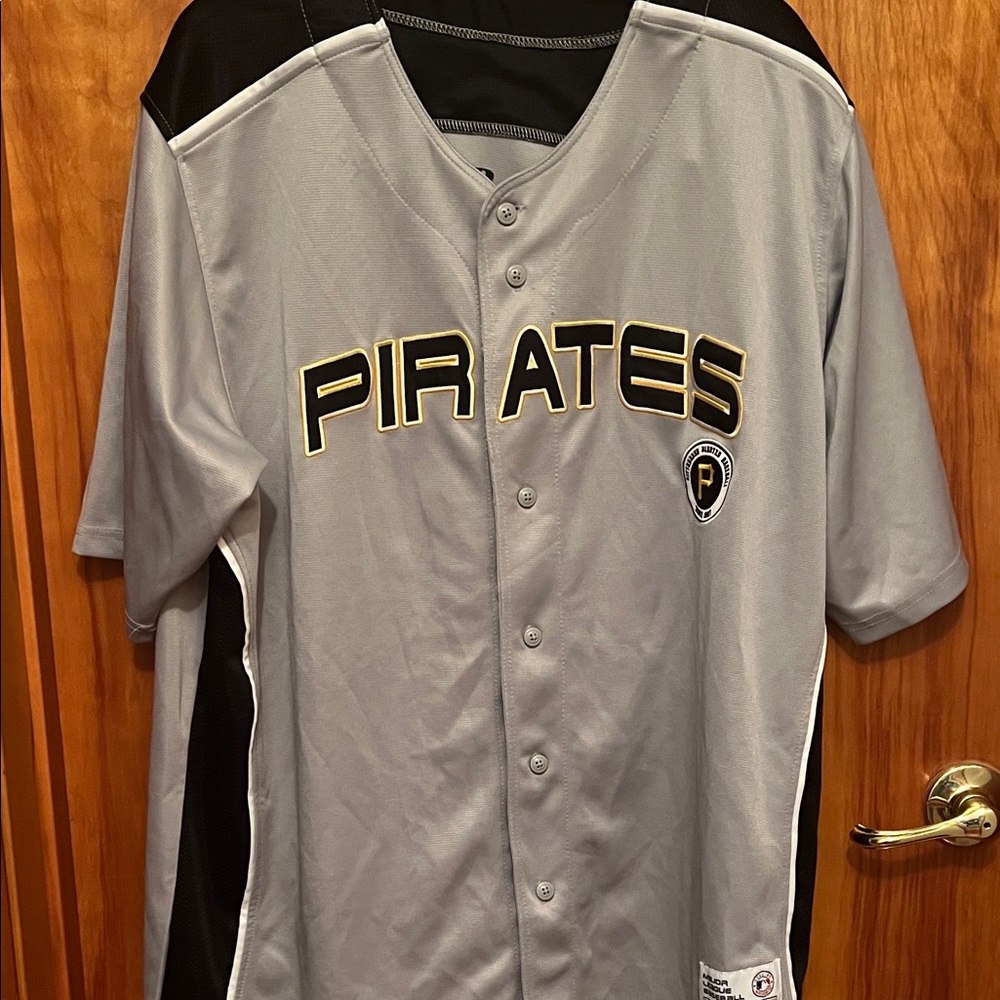 Pirates Gray and Black Men's Jersey 50-52